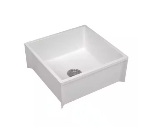 MUSTEE 24 in. x 24 in. x 10 in. Service Mop Basin for 3 in. DWV in White - Lot 244