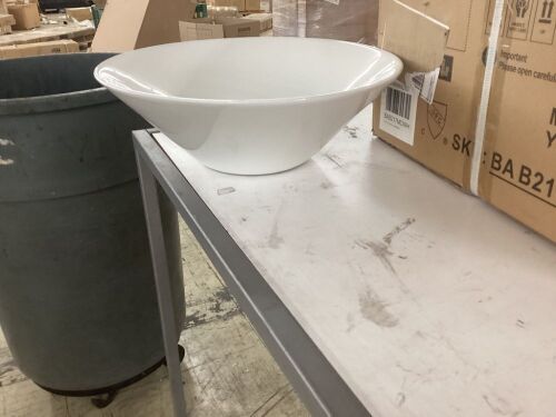 Round Above Counter White Bathroom Sink Art Basin - Has Drywall Mud on it  - Lot 368