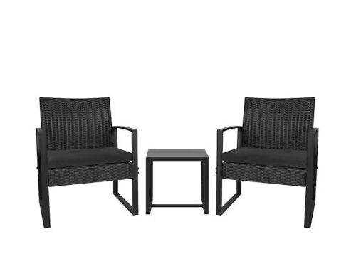 Black 3-Piece Outdoor Wicker Patio Furniture Set - Lot 287