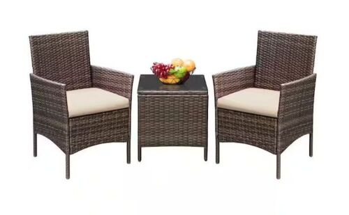 Brown 3-Pieces PE Rattan Outdoor Conversation Set - Lot 108