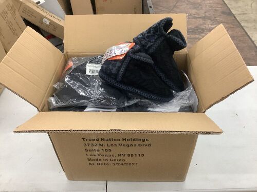 Case of (10) Funziez! Women's Bootie Slippers, Black/Grey, Small 5-6 - Lot 149
