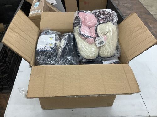 Case of (10) Funziez! Women's Bootie Slippers, Cream/Pink, XL 11-12  - Lot 505