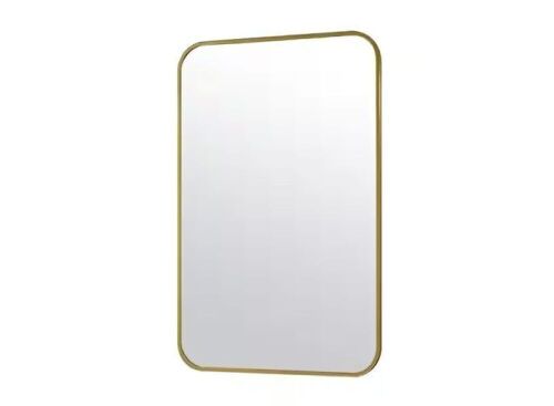 Rectangular Modern Aluminum Alloy Framed Rounded Gold Wall Mirror 30 in. W x 48 in. H  - Lot 137