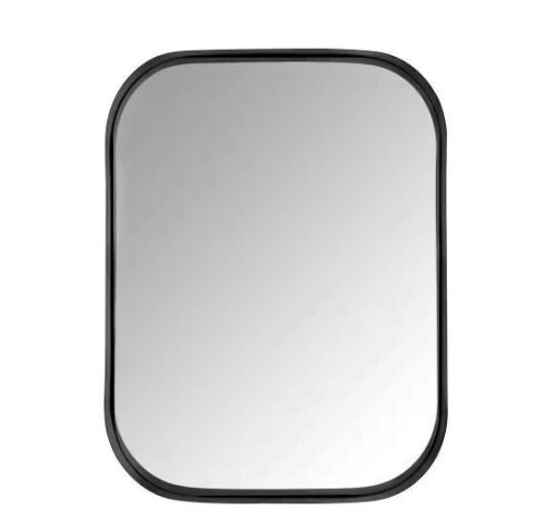 Medium Rectangle Black Modern Mirror with Deep-Set Frame and Rounded Corners 32 in. H x 24 in. W - Lot 138
