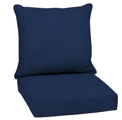 Arden Selections 24 in. x 24 in. 2-Piece Deep Seating Outdoor Lounge Chair Cushion in Sapphire Blue Leala - Lot 159