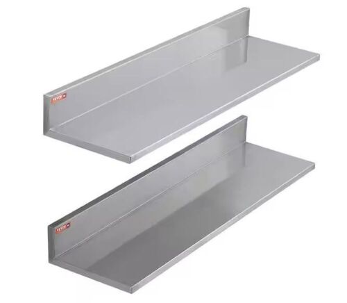 Stainless Steel Wall Mounted Floating Shelving Heavy Duty Storage Rack, 8.6 in. x 30 in., 2-Piece  - Lot 14