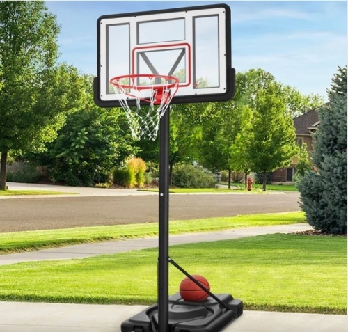 Adjustable Regulation-Size Basketball Hoop w/ Fillable Base, 2 Wheels-missing hardware, rim and net - Lot 53
