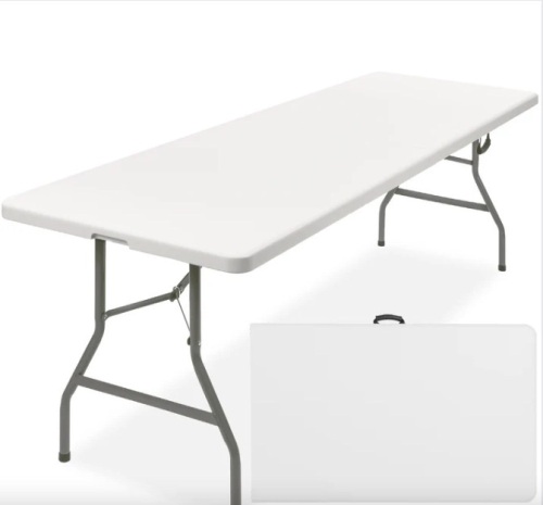 Portable Folding Plastic Dining Table w/ Handle, Lock - 8ft - Lot 54