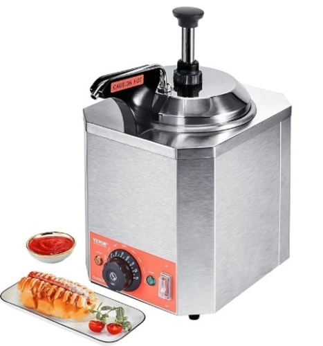 VEVOR Electric Cheese Dispenser with Pump, 2.3 Qt Commercial Hot Fudge Warmer, Plastic Pump Dispenser, 86-230℉ Temp Adjustable Nacho Cheese Sauce Warmer, for Hot Fudge Cheese Caramel - Lot 60