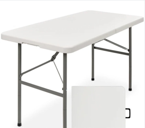 Portable Folding Plastic Dining Table w/ Handle, Lock - 4ft - Lot 168