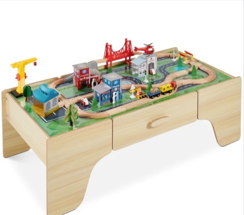 35-Piece Train Table, Large Multipurpose Playset w/ Reversible Table Top - Lot 177