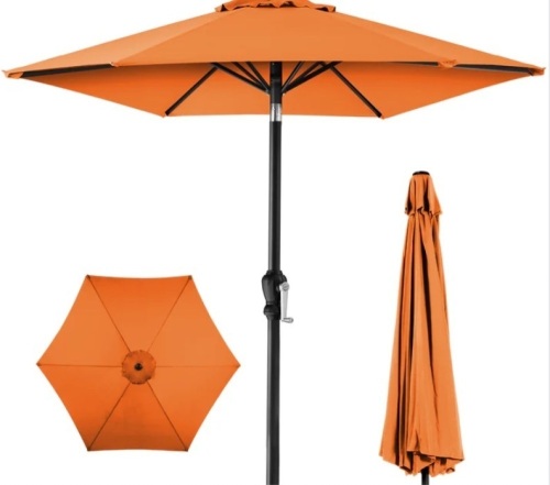 Outdoor Steel Market Patio Umbrella Decoration w/ Tilt, Crank Lift - 10ft-yellow - Lot 178