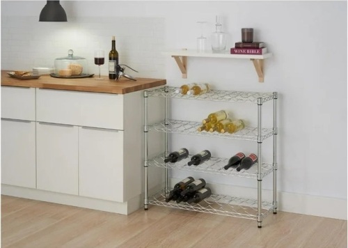 TRINITY EcoStorage® 4-Tier 36x14x34.5 Commercial Wine Rack, NSF - Chrome - Lot 66