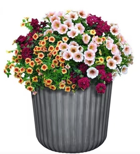 Arlington Fluted 15 in. x 15 in. Shadow Slate Resin Self-Watering Planter - Lot 70