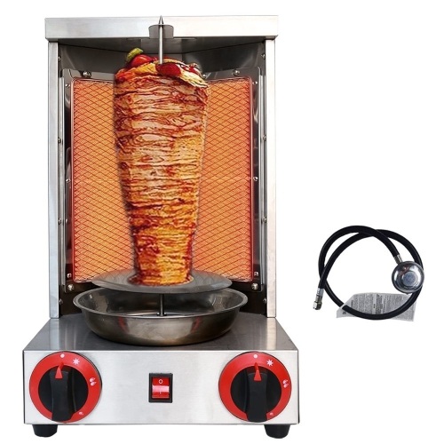 Li Bai Shawarma Machine Kebab Grill Gas Vertical Broiler Gyro Meat Rotisserie with 2 Burner for Restaurant Home Garden（Registered Design Patent） - Lot 81