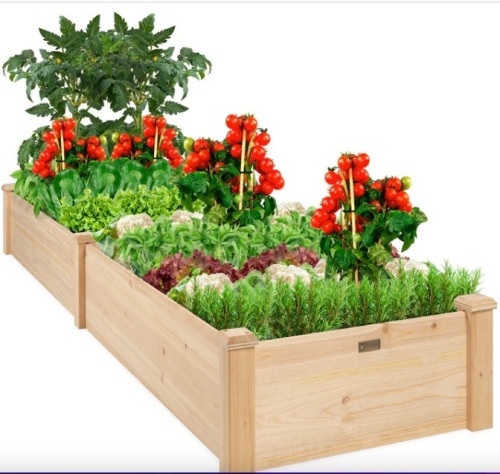 Wooden Raised Garden Bed Planter for Garden, Lawn, Yard - 8x2ft - Lot 116