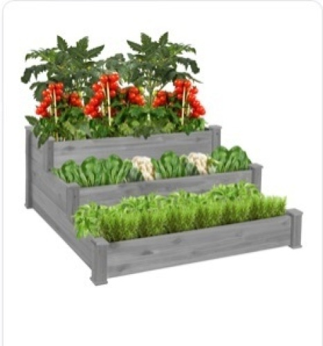3-Tier Raised Fir Wood Garden Bed Planter w/ Stackable & Flat Setup - Lot 128