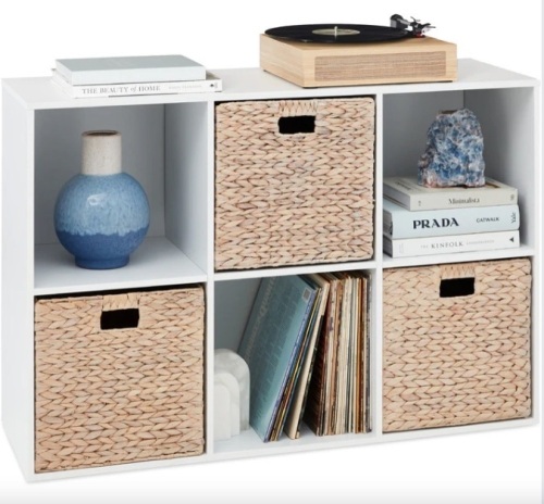 6-Cube Bookshelf, 13.5in Storage Display w/ Removable Panels, Customizable - Lot 140