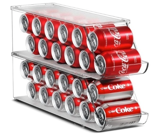 Sorbus Soda Can Organizer for Refrigerator Stackable Can Holder Dispenser with Lid for Fridge, Pantry, Freezer – Holds 12 Cans Each, BPA-Free, Clear Design,[Patent Pending] (2-Pack) - Lot 196