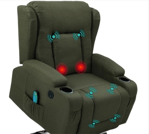 Electric Power Lift Recliner Massage Chair w/ Heat, USB Port, Cupholders - Lot 205