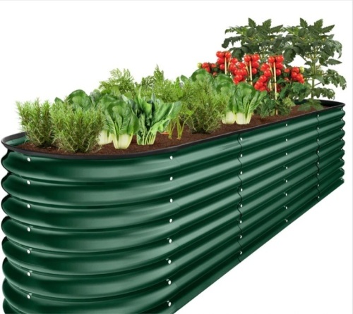 Metal Raised Garden Bed, Oval Outdoor Planter Box for Vegetables - 8x2x2ft - Lot 234