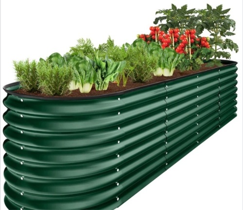Metal Raised Garden Bed, Oval Outdoor Planter Box for Vegetables - 8x2x2ft - Lot 243
