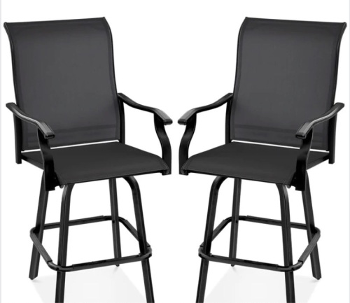 Set of 2 Swivel Barstools w/ 360 Rotation, All-Weather Mesh - Lot 247