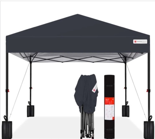 One-Person Setup Instant Pop Up Canopy w/ Case, 4 Weight Bags - 10x10ft - Lot 287