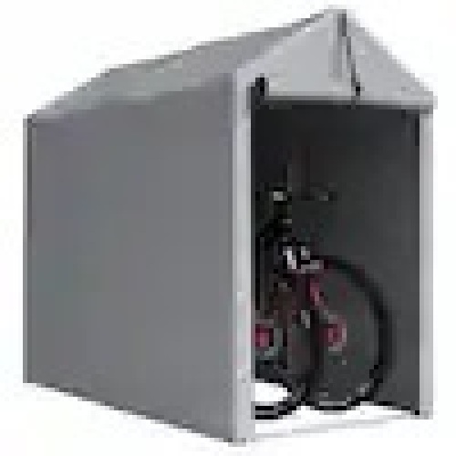 3 ft. W x 6 ft. D x 5 ft. H Peak-Style Silver Portable Garage Shelter for Bike and Patio Storage w/ Roll-up Zipper Door  - Lot 362
