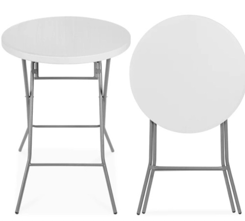 Bar Height Folding Table Indoor Outdoor Accessory w/ Thick Table Top - 32in - Lot 460