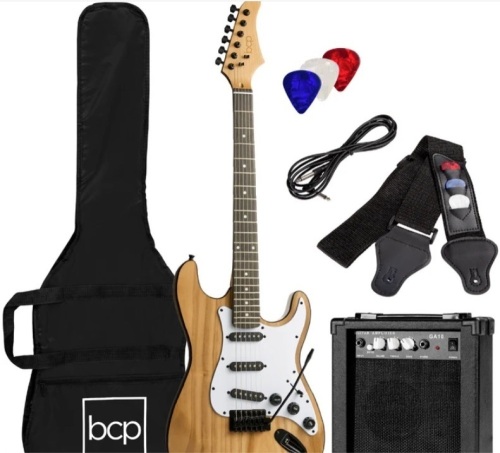Beginner Electric Guitar Kit w/ Case, 10W Amp, Tremolo Bar - 39in - Lot 467