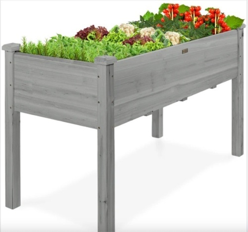 Raised Garden Bed, Elevated Wooden Planter Box w/ Foot Caps - 48x24x30in-missing hardware - Lot 450