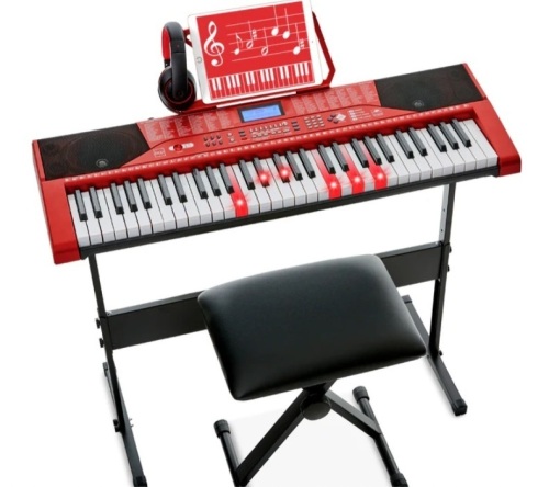 61-Key Beginners Electronic Keyboard Piano Set w/ Lighted Keys, Headphones - Lot 481
