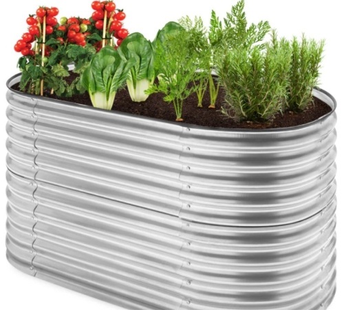 Raised Oval Garden Bed, Customizable Elevated Outdoor Metal Planter - 63in - Lot 489
