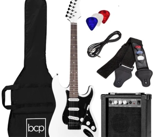 Beginner Electric Guitar Kit w/ Case, 10W Amp, Tremolo Bar - 39in - Lot 491