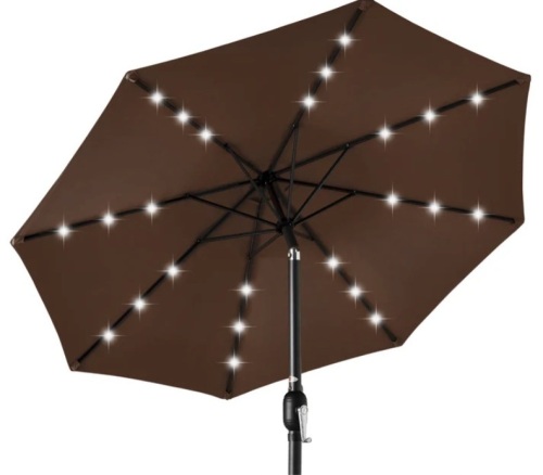 Solar LED Lighted Patio Umbrella w/ Tilt Adjustment, UV-Resistance - 10ft - Lot 500