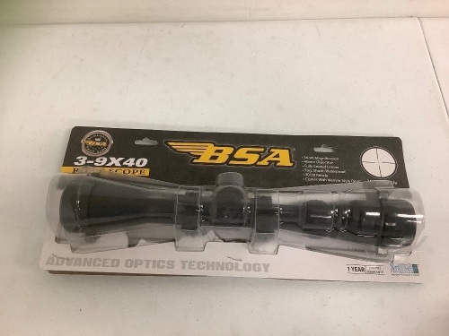BSA 3-9x40 Scope, E-Comm Return - Lot 526