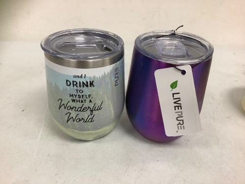 Lot of (2) Wine Tumblers, Appears New w/ Dents and Missing Lid Slider, Sold as is - Lot 732