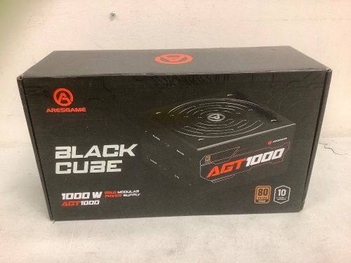 Aresgame Black Cube 1000W Bold Modular Power Supply, E-Comm Return - Lot 625