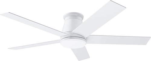 wurzee Modern Flush Mount Ceiling Fan with Light, White, 52', 6 Speeds DC Reversible Motor, Timing, Dimmable, Memory Function, Bedroom Kitchen Patio - Lot 5754