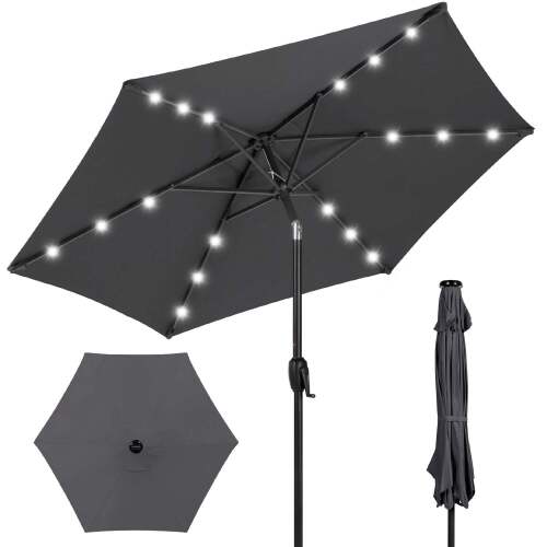 Outdoor Solar Patio Umbrella w/ Push Button Tilt, Crank Lift - Lot 5956
