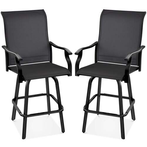 Set of 2 Swivel Barstools w/ 360 Rotation, All-Weather Mesh - Lot 6090