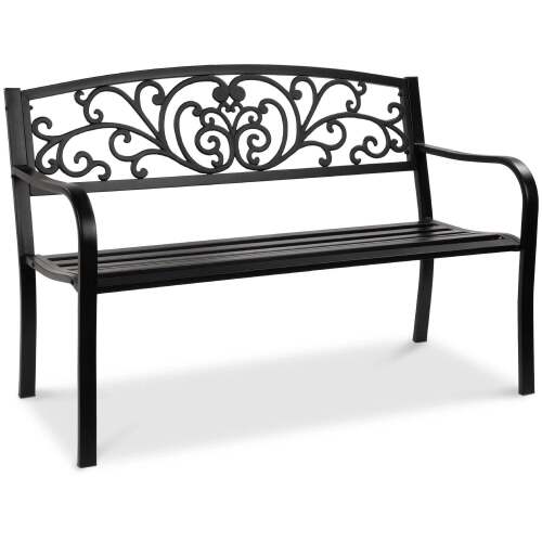 Steel Bench for Outdoor, Patio, Garden w/ Floral Design - 50in - Lot 5719