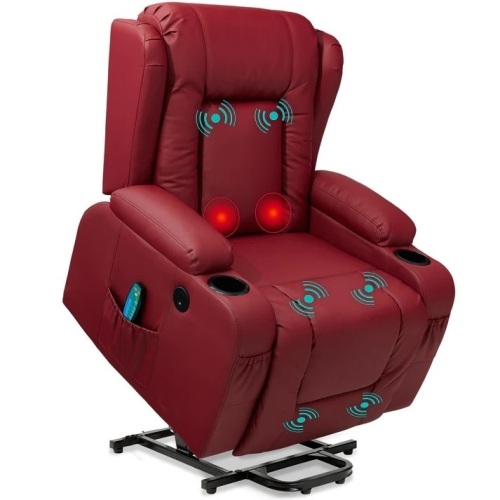 Electric Power Lift Recliner Massage Chair w/ Heat, USB Port, Cupholders - Lot 6224anm