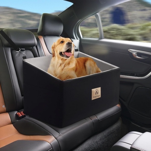 Dog Car Seat for Large Dog, Dog Booster Seat for Dogs Under 55Lbs or 2 Small Dogs, Detachable and Washable Travel Dog Bed with Thick Cushion and Storage Pockets,Elevated Pet Car Seat  - Lot 6301anm
