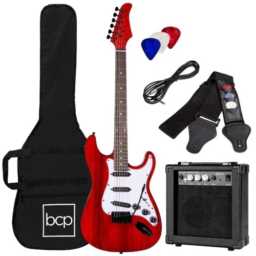 Beginner Electric Guitar Kit w/ Case, 10W Amp, Tremolo Bar - 39in - Lot 6328anm