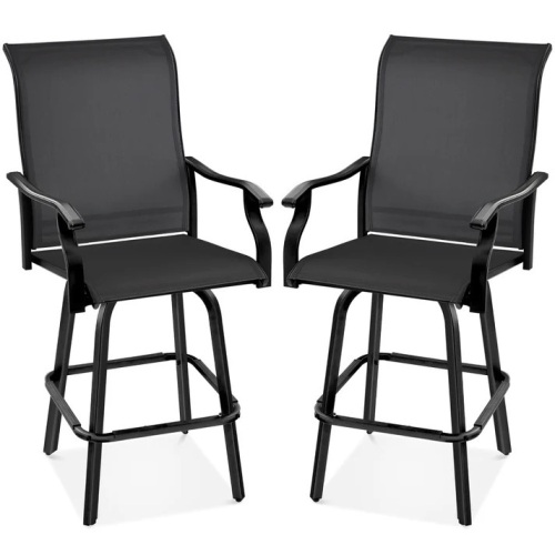 Set of 2 Swivel Barstools w/ 360 Rotation, All-Weather Mesh - Lot 6344anm