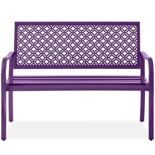 Indoor Outdoor Steel Bench w/ Geometric Backrest, Foot Levelers - Lot 6371anm