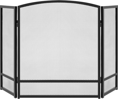 3-Panel Simple Steel Mesh Fireplace Screen, Fire Spark Guard Grate for Living Room Home Decor w/Rustic Worn Finish - Lot 6497