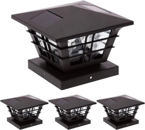 GreenLighting Cape Cod Solar Powered Post Cap Light for 4x4 or 5x5 Posts, 4 Pack  - Lot 258